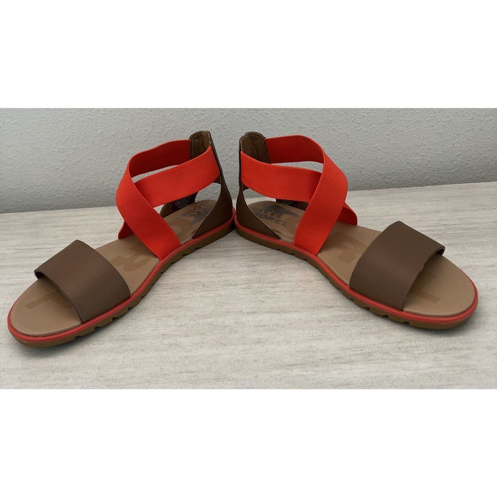 Sorel Womens Sz 7M Ella II Red/Rouge Sandals Ankle Cross Strap Strappy Flats NIB - Picture 12 of 16